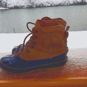 Vintage Lucky Brand Peace Duck Rain Boots Women's sz 9